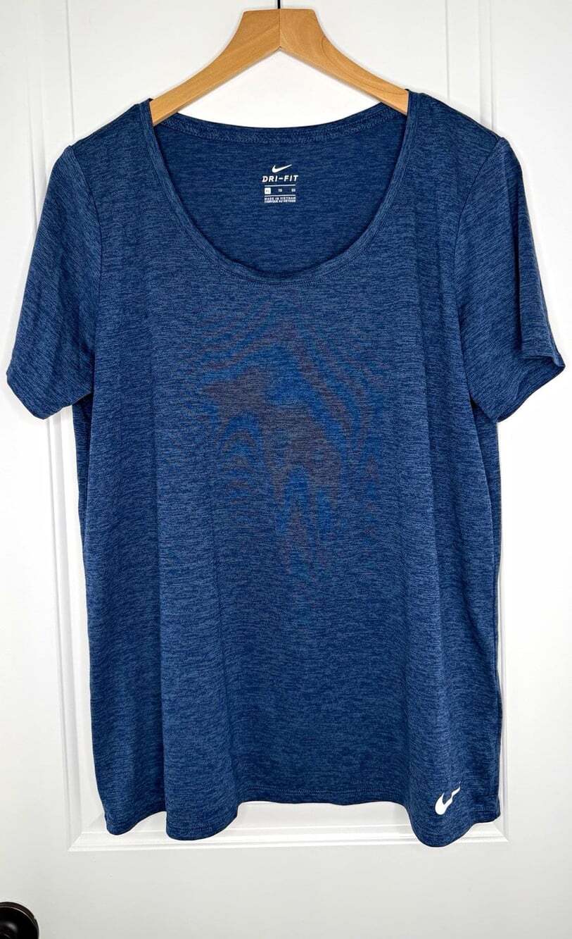 Nike Dri-FIT Women’s Blue Heather Scoop Neck Tee, Short Sleeve XL